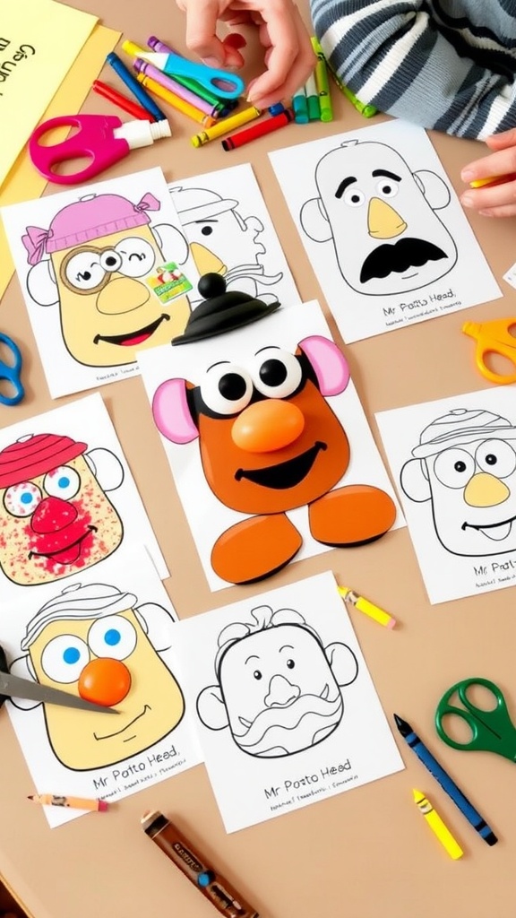 Printable Mr. Potato Head templates with colorful features for teaching the 5 senses.